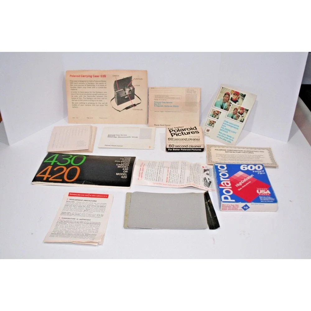 Polaroid Land Camera Vintage 420 With Case And Flash Film Manual